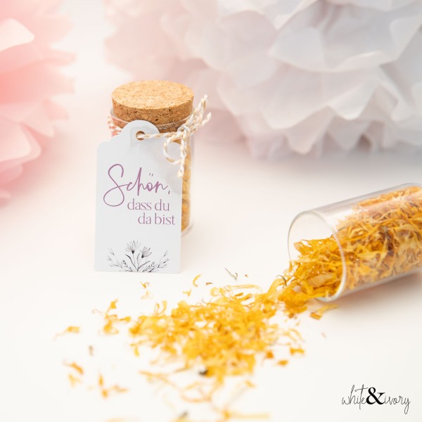 Blütenkonfetti „Marigold“ im Glas mit Korken
