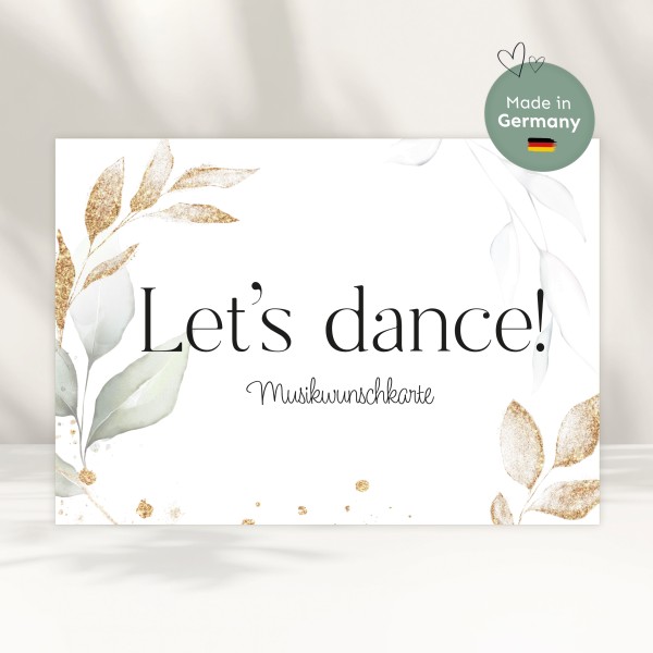 25 Musikwunschkarten Hochzeit | DIN A6 | Design: Eukalyptus gold