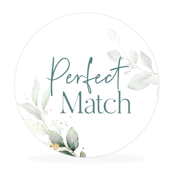 Aufkleber „Perfect Match“ - 10 Stück - eukalyptus, türkis